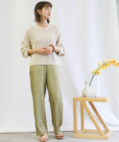 select MOCA(セレクトモカ)の「2021 SS クリンクルサテンワイドパンツ(その他パンツ・レディース・ブラウン/グリーン/ライトベージュ・FREE)」の13枚目の写真