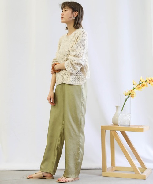 select MOCA(セレクトモカ)の「2021 SS クリンクルサテンワイドパンツ(その他パンツ・レディース・ブラウン/グリーン/ライトベージュ・FREE)」の15枚目の写真