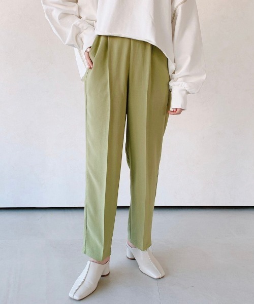 VANNIE U(ヴァニーユー)の「【Sサイズ展開有】センタープレスカラースラックスパンツ(スラックス・レディース・パープル/イエロー/ブルー/ライトグリーン/アイボリー・SMALL/FREE)」の8枚目の写真