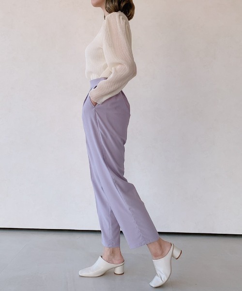 VANNIE U(ヴァニーユー)の「【Sサイズ展開有】センタープレスカラースラックスパンツ(スラックス・レディース・パープル/イエロー/ブルー/ライトグリーン/アイボリー・SMALL/FREE)」の14枚目の写真