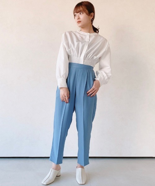 VANNIE U(ヴァニーユー)の「【Sサイズ展開有】センタープレスカラースラックスパンツ(スラックス・レディース・パープル/イエロー/ブルー/ライトグリーン/アイボリー・SMALL/FREE)」の12枚目の写真