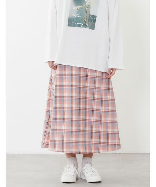 POU DOU DOU（プードゥドゥ）の「チェックAラインスカート（スカート・レディース・グリーン/ピンク/ブルー・3）」の3枚目の写真