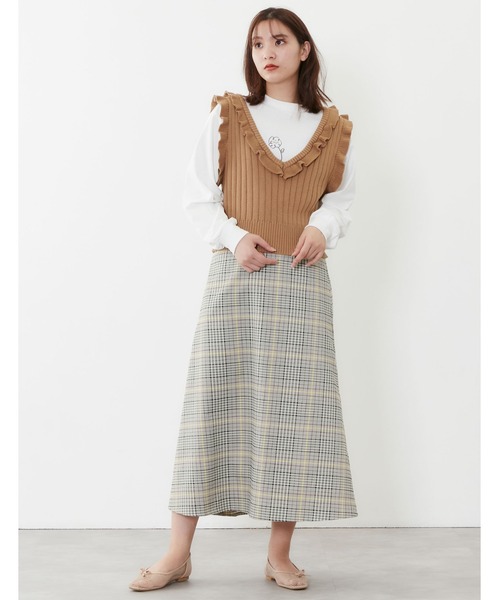 POU DOU DOU（プードゥドゥ）の「チェックAラインスカート（スカート・レディース・グリーン/ピンク/ブルー・3）」の4枚目の写真