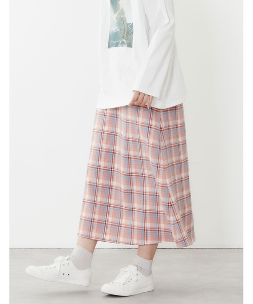POU DOU DOU（プードゥドゥ）の「チェックAラインスカート（スカート・レディース・グリーン/ピンク/ブルー・3）」の13枚目の写真