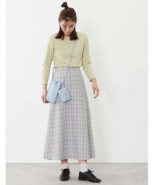 POU DOU DOU（プードゥドゥ）の「チェックAラインスカート（スカート・レディース・グリーン/ピンク/ブルー・3）」の14枚目の写真