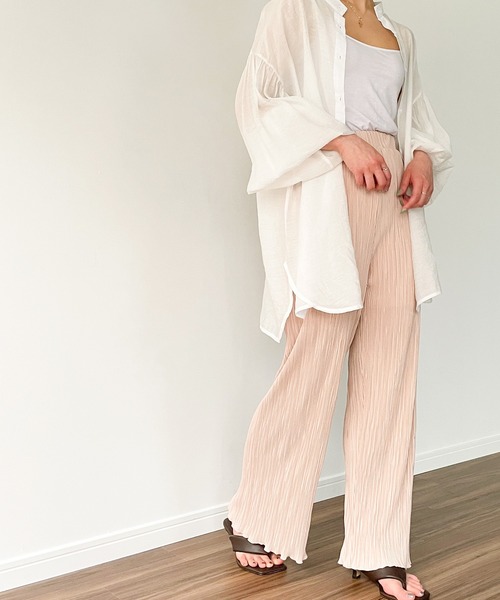 JUNOAH（ジュノア）の「裾メロウプリーツワイドパンツ（その他パンツ・レディース・ホワイト/ブラック/グレー/ピンク/ブルー/ミント/モカ・FREE）」の7枚目の写真