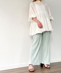 JUNOAH | 裾メロウプリーツワイドパンツ(その他パンツ)