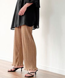 裾メロウプリーツワイドパンツ