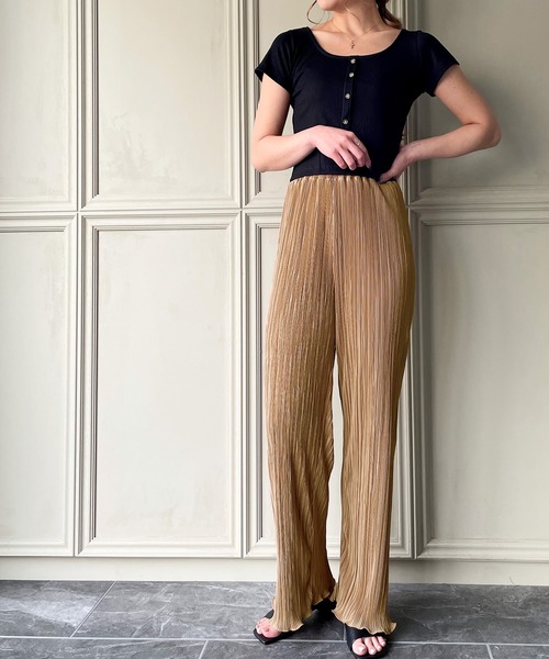 JUNOAH（ジュノア）の「裾メロウプリーツワイドパンツ（その他パンツ・レディース・ホワイト/ブラック/グレー/ピンク/ブルー/ミント/モカ・FREE）」の14枚目の写真