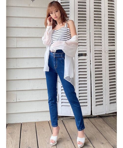 RESEXXY（リゼクシー）の「【IS】ベルト付デニムパンツ（デニムパンツ・レディース・インディゴブルー/ライトブルー・MEDIUM/SMALL/X-SMALL）」の4枚目の写真