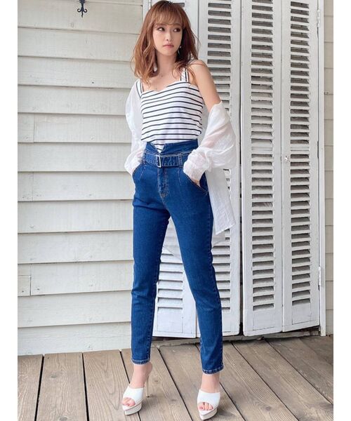 RESEXXY（リゼクシー）の「【IS】ベルト付デニムパンツ（デニムパンツ・レディース・インディゴブルー/ライトブルー・MEDIUM/SMALL/X-SMALL）」の6枚目の写真