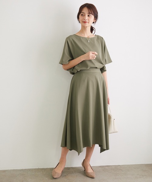 ROPE' PICNIC(ロペピクニック)の「【WEB限定カラーあり】【セットアップ対応】アセテート混ドライタッチイレギュラーヘムスカート(スカート・レディース・ベージュ/サックスブルー/ライトグリーン/グレー系その他/グリーン系その他3・40/38/36)」の18枚目の写真
