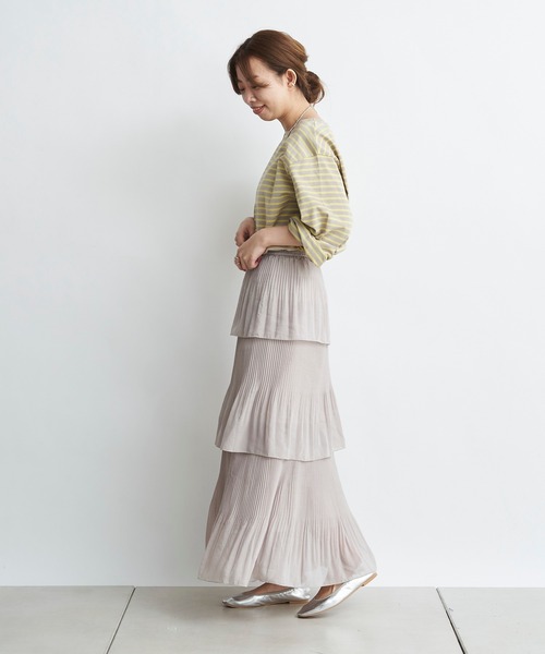 DouDou（ドゥドゥ）の「プリーツティアードスカート（スカート・レディース・ベージュ/カーキ・FREE）」の11枚目の写真