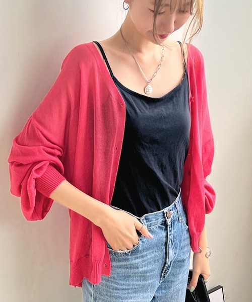 バルーンスリーブシアーカーディガン