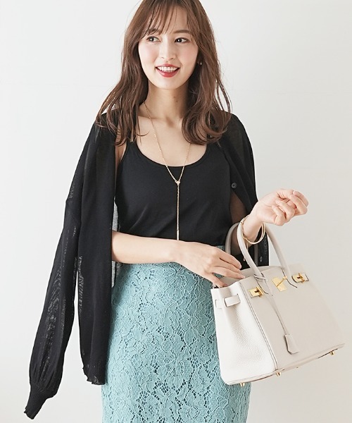 バルーンスリーブシアーカーディガン