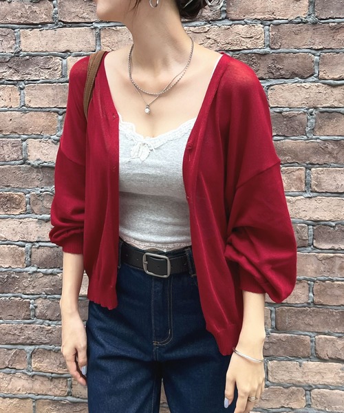 FRAY I.D（フレイ アイディー）  バルーンスリーブシアーカーディガン FRAY I.D - FRAY I.D（フレイ アイディー） シルクコットンシアーリブ