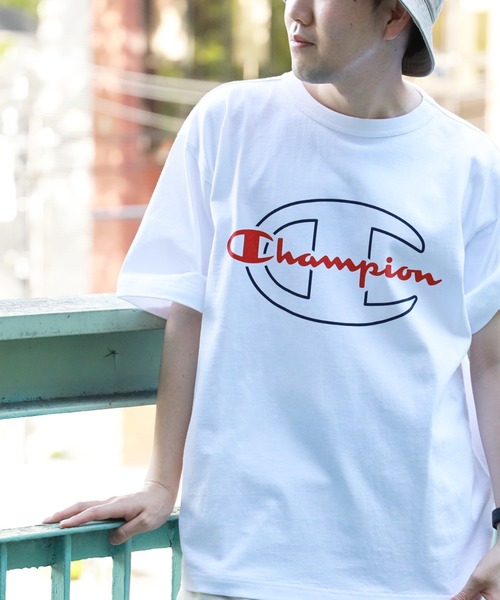 Champion(チャンピオン)の「【Champion】ダブルロゴプリントTシャツ(Tシャツ/カットソー・メンズ・ブラック/オリーブ/ホワイト/ターコイズブルー/ピンク/ベージュ・M/XL/L)」の1枚目の写真