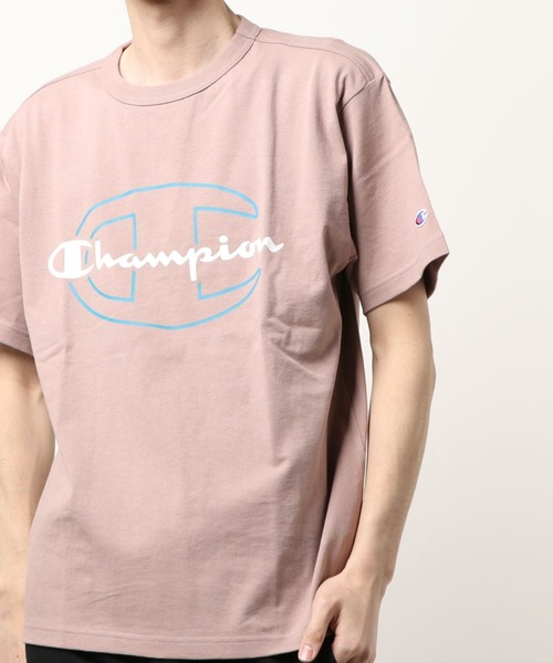 Champion(チャンピオン)の「【Champion】ダブルロゴプリントTシャツ(Tシャツ/カットソー・メンズ・ブラック/オリーブ/ホワイト/ターコイズブルー/ピンク/ベージュ・M/XL/L)」の6枚目の写真
