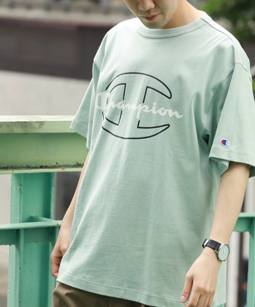 Champion(チャンピオン)の「【Champion】ダブルロゴプリントTシャツ(Tシャツ/カットソー・メンズ・ブラック/オリーブ/ホワイト/ターコイズブルー/ピンク/ベージュ・M/XL/L)」の5枚目の写真
