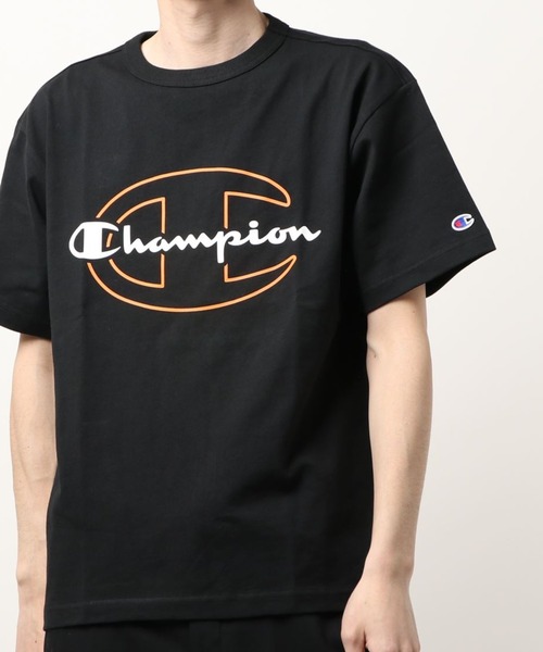 Champion(チャンピオン)の「【Champion】ダブルロゴプリントTシャツ(Tシャツ/カットソー・メンズ・ブラック/オリーブ/ホワイト/ターコイズブルー/ピンク/ベージュ・M/XL/L)」の2枚目の写真