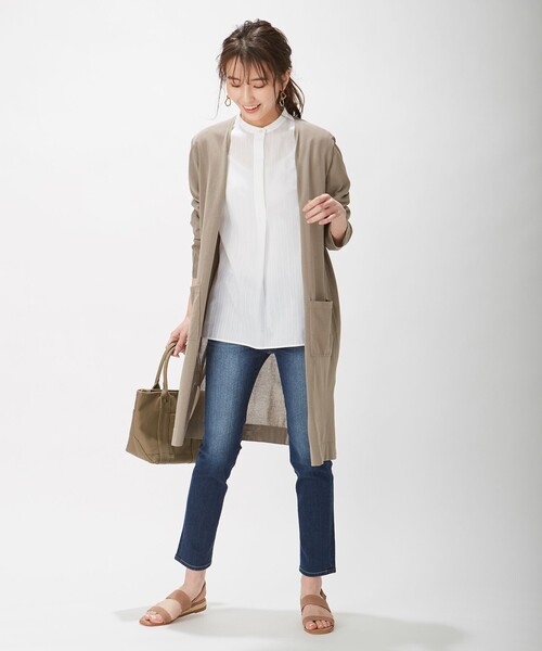 J.PRESS(ジェイプレス)の「【洗える】コットン キュプラドビーストライプ ブラウス(シャツ/ブラウス・レディース・ネイビー系1/ブラウン系1/ホワイト系1・9/11)」の7枚目の写真