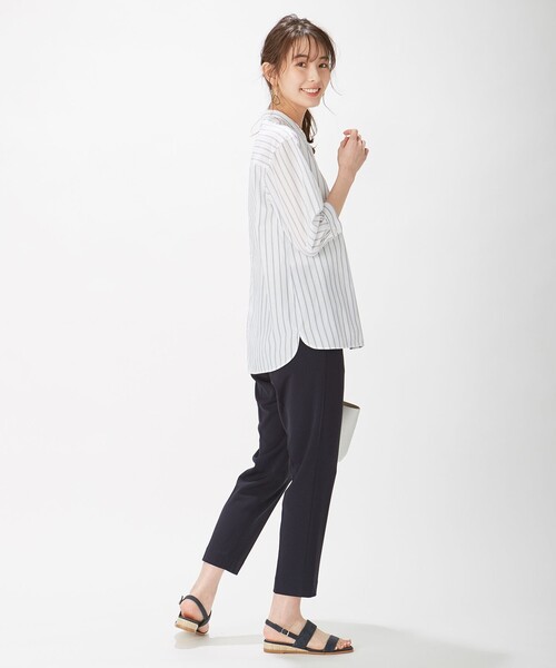 J.PRESS(ジェイプレス)の「【洗える】コットン キュプラドビーストライプ ブラウス(シャツ/ブラウス・レディース・ネイビー系1/ブラウン系1/ホワイト系1・9/11)」の9枚目の写真