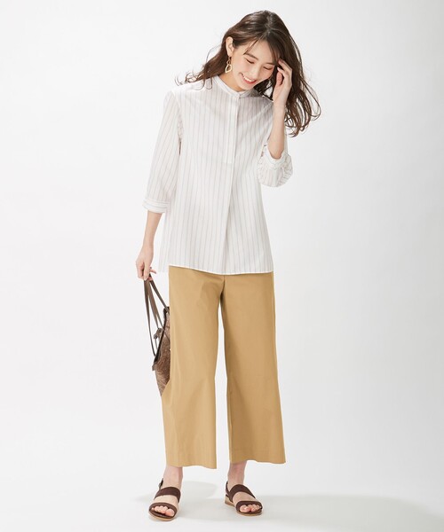 J.PRESS(ジェイプレス)の「【洗える】コットン キュプラドビーストライプ ブラウス(シャツ/ブラウス・レディース・ネイビー系1/ブラウン系1/ホワイト系1・9/11)」の10枚目の写真