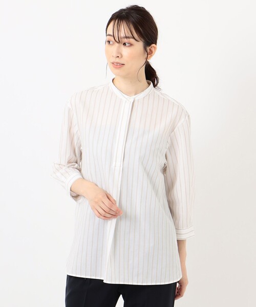 J.PRESS(ジェイプレス)の「【洗える】コットン キュプラドビーストライプ ブラウス(シャツ/ブラウス・レディース・ネイビー系1/ブラウン系1/ホワイト系1・9/11)」の13枚目の写真