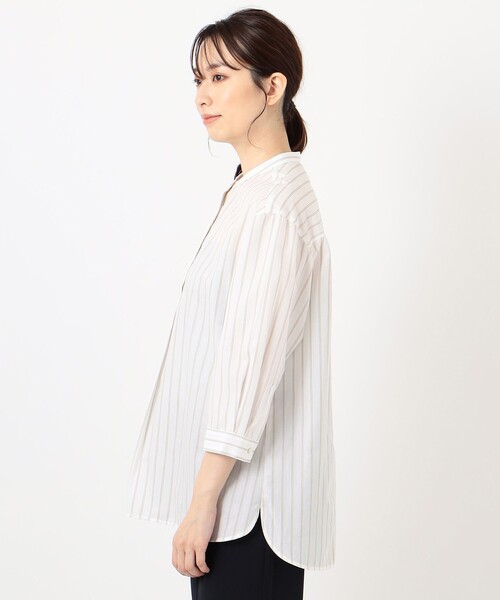 J.PRESS(ジェイプレス)の「【洗える】コットン キュプラドビーストライプ ブラウス(シャツ/ブラウス・レディース・ネイビー系1/ブラウン系1/ホワイト系1・9/11)」の14枚目の写真