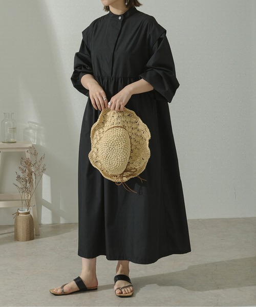 Ambre Neige（アンブルネージュ）の「バンドカラーワンピース／【WEB/EC限定商品】（ワンピース・レディース・オフホワイト/ブラック・FREE）」の2枚目の写真