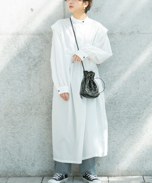 Ambre Neige（アンブルネージュ）の「バンドカラーワンピース／【WEB/EC限定商品】（ワンピース・レディース・オフホワイト/ブラック・FREE）」の13枚目の写真