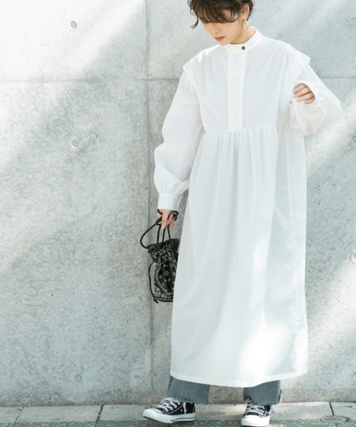 Ambre Neige（アンブルネージュ）の「バンドカラーワンピース／【WEB/EC限定商品】（ワンピース・レディース・オフホワイト/ブラック・FREE）」の7枚目の写真