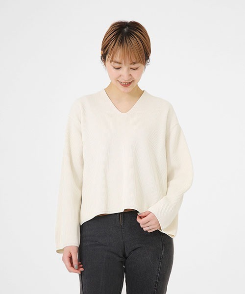 BATONER（バトナー）の「BATONER / バトナー：HIGH COUNT RIB V-NECK  