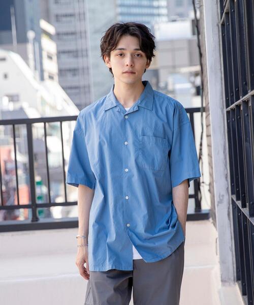 coen（コーエン）の「ポプリンオーバーダイオープンカラーシャツ（シャツ/ブラウス・メンズ・コバルトブルー/オリーブ/ホワイト/ライトグレー・X-LARGE/MEDIUM/LARGE/SMALL）」の4枚目の写真