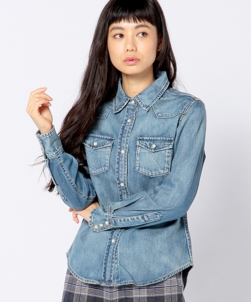 Another Edition（アナザーエディション）の「ウエスタンデニムシャツ/■AE WESTERN DNM SHT◆（シャツ/ブラウス・レディース・ホワイト/コバルトブルー・フリー）」の2枚目の写真