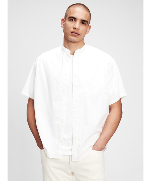 GAP（ギャップ）の「オーバーサイズフロントボタンシャツ（シャツ/ブラウス・メンズ・ホワイト/ネイビー/ホワイト系その他/ベージュ・S/M/L/XS/XL）」の8枚目の写真