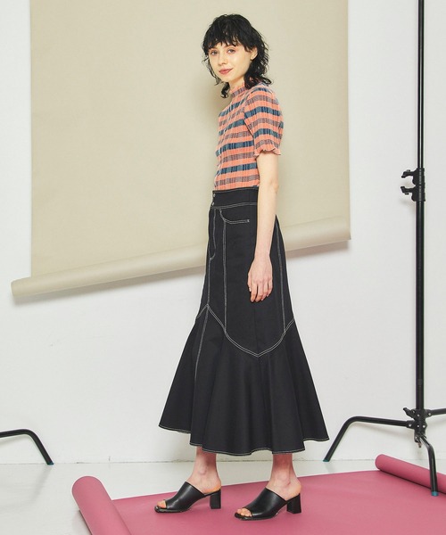 INella（イネラ）の「【INella(イネラ)】マルチチェックニットトップス（Tシャツ/カットソー・レディース・ホワイト/オレンジ/ブルー・FREE）」の7枚目の写真