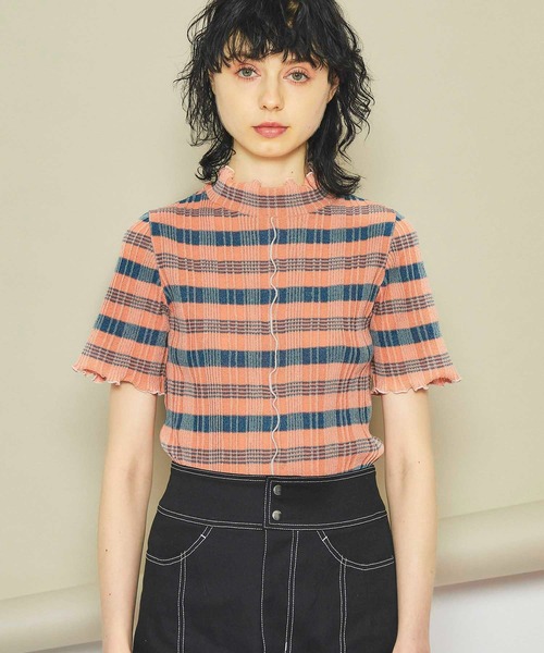 INella（イネラ）の「【INella(イネラ)】マルチチェックニットトップス（Tシャツ/カットソー・レディース・ホワイト/オレンジ/ブルー・FREE）」の12枚目の写真