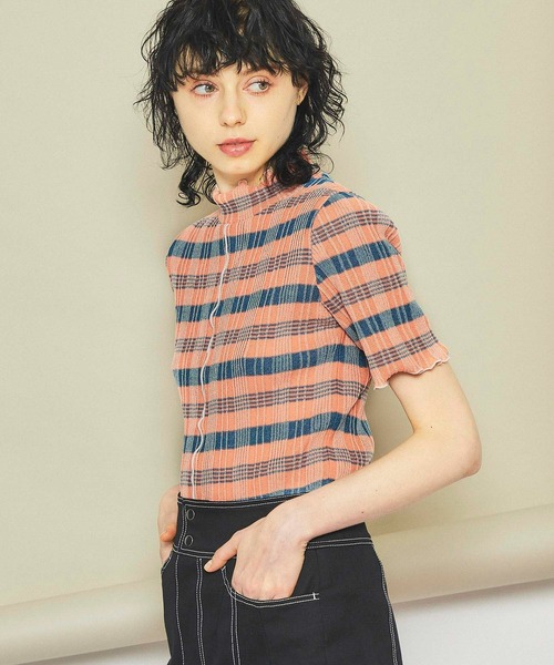 INella（イネラ）の「【INella(イネラ)】マルチチェックニットトップス（Tシャツ/カットソー・レディース・ホワイト/オレンジ/ブルー・FREE）」の13枚目の写真