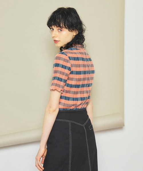 INella（イネラ）の「【INella(イネラ)】マルチチェックニットトップス（Tシャツ/カットソー・レディース・ホワイト/オレンジ/ブルー・FREE）」の10枚目の写真