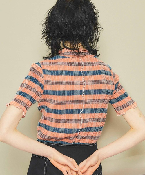 INella（イネラ）の「【INella(イネラ)】マルチチェックニットトップス（Tシャツ/カットソー・レディース・ホワイト/オレンジ/ブルー・FREE）」の14枚目の写真