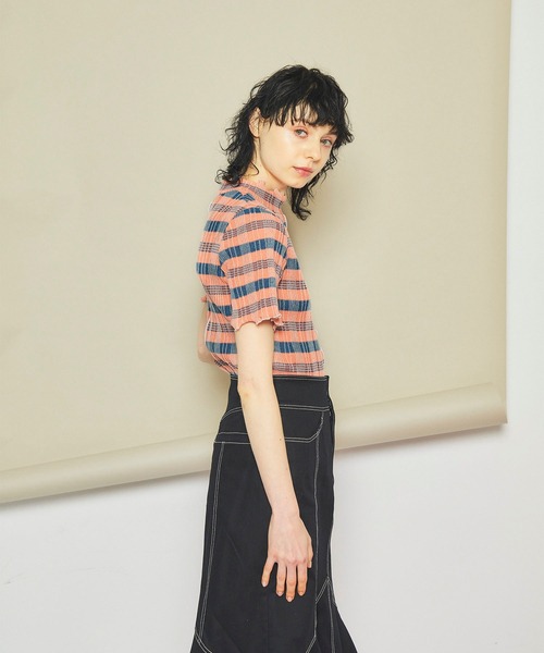 INella（イネラ）の「【INella(イネラ)】マルチチェックニットトップス（Tシャツ/カットソー・レディース・ホワイト/オレンジ/ブルー・FREE）」の11枚目の写真