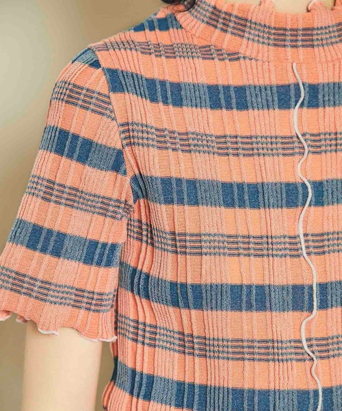 INella（イネラ）の「【INella(イネラ)】マルチチェックニットトップス（Tシャツ/カットソー・レディース・ホワイト/オレンジ/ブルー・FREE）」の15枚目の写真