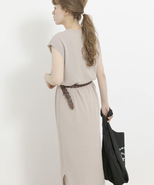 URBAN RESEARCH Sonny Label（アーバンリサーチサニーレーベル）の「フレンチスリーブサマーニットワンピース（ワンピース・レディース・スミクロ/ブルー/ベージュ・FREE）」の4枚目の写真