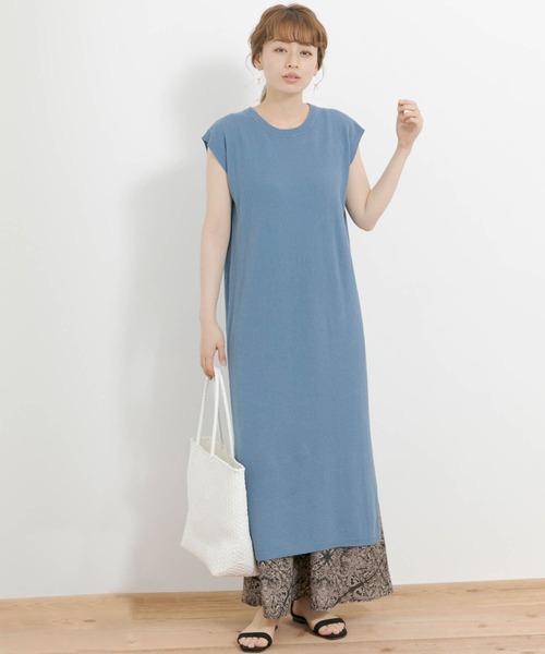 URBAN RESEARCH Sonny Label（アーバンリサーチサニーレーベル）の「フレンチスリーブサマーニットワンピース（ワンピース・レディース・スミクロ/ブルー/ベージュ・FREE）」の9枚目の写真