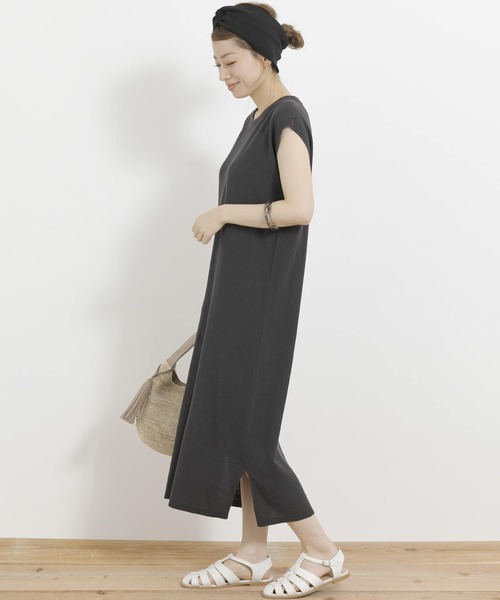 URBAN RESEARCH Sonny Label（アーバンリサーチサニーレーベル）の「フレンチスリーブサマーニットワンピース（ワンピース・レディース・スミクロ/ブルー/ベージュ・FREE）」の12枚目の写真