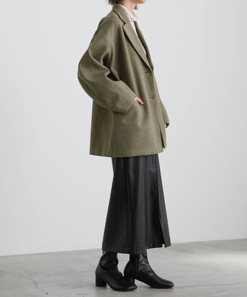 ヘリンボーンカーブスリーブジャケット（テーラードジャケット