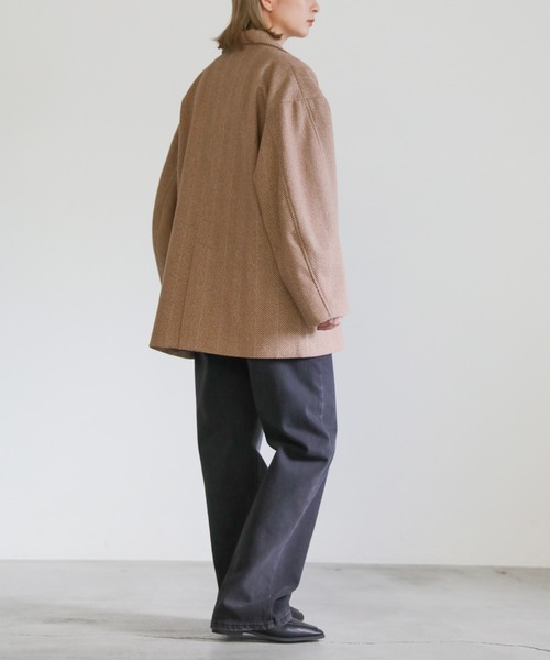 極美品 イレブンティ テーラードジャケット ヘリンボーン アルパカ モヘア M アルパカヘリンボーン カラーレスジャケット｜トゥモローランド 公式通販