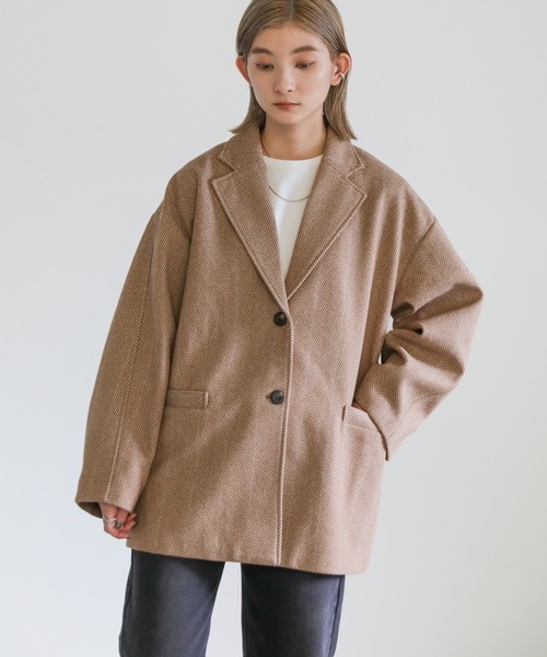 ヘリンボーンカーブスリーブジャケット（テーラードジャケット