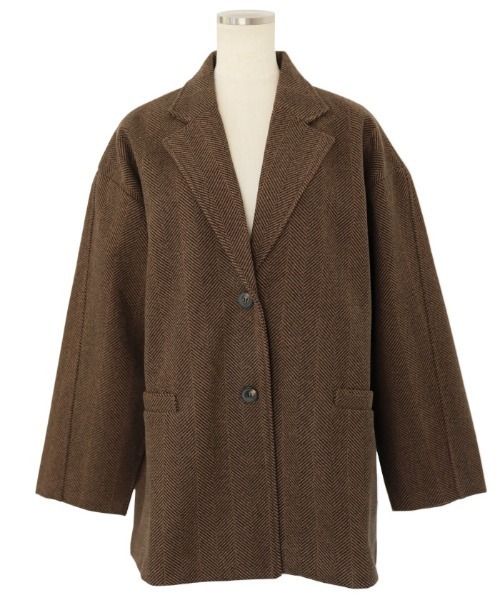 ヘリンボーンカーブスリーブジャケット（テーラードジャケット